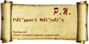 Pöpperl Ménás névjegykártya